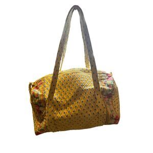 Vera Bradley Quilted Duffle Bag Yellow Floral Print Travel Weekender